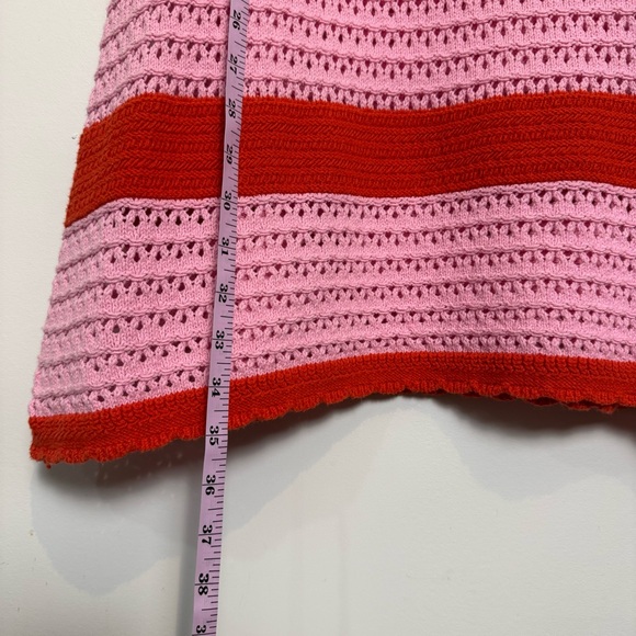 Scoop Crochet Knit Sweater Skirt Set Red Pink Stripe XL Coquette - Picture 7 of 14